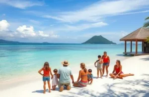 Voyage en famille sur plage îles Gili Indonésie