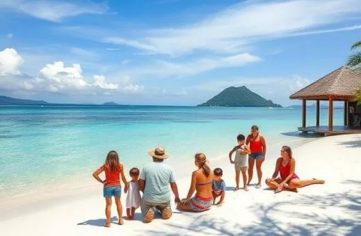 Voyage en famille sur plage îles Gili Indonésie