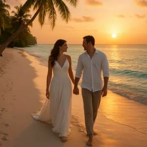 plage paradisiaque couple lune de miel de rêve